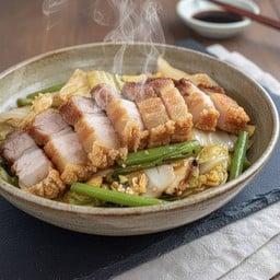 สุกี้แห้งหมูกรอบ