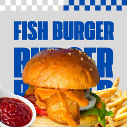 เบอร์เกอร์ปลา ทาท่าซอส+เฟรนฟราย