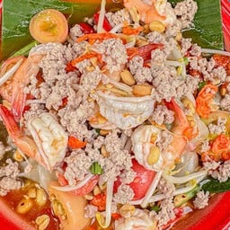 ส้มตำ ไทย/เส้นใหญ่หมูสับกุ้งสุก