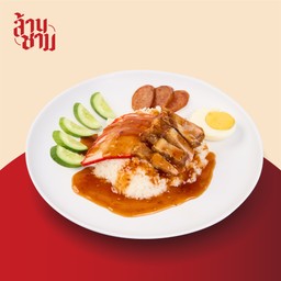 ข้าวหมูแดง+หมูกรอบ