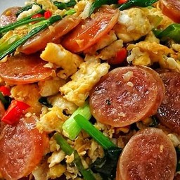 กุนเชียงผัดไข่ราดข้าว 45.-