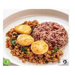 ข้าวกะเพราเต้าหู้อกไก่ (คลีน) Holy Basil Chicken & Tofu w/ Mixed Rice