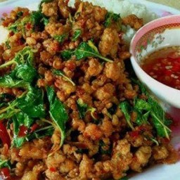 ข้าวกะเพราหมูสับคั่วแห้ง