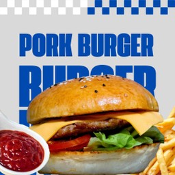 เบอร์เกอร์หมูซอสบาบีคิว+เฟรนฟราย