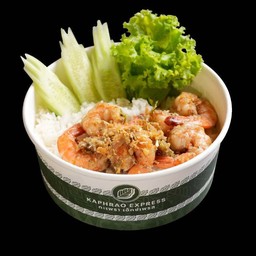 ข้าวราดกุ้งกระเทียมพริกไทย