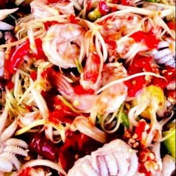 ตำสองใจ(หมึก+กุ้ง)