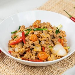 ข้าวหมูสับผัดไข่เค็ม