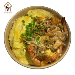 ข้าวกุ้งทอดกระเทียม 4-5ตัว