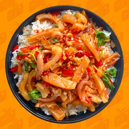 ข้าวผัดกระเพราะหมึกกรอบ