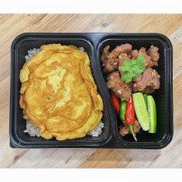 ข้าว + แหนมทอด + ไข่เจียว