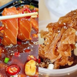 แซลมอนดอง + แมงกระพรุนดองซีอิ๊วเกาหลี