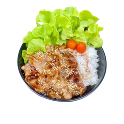 ข้าวหน้าหมูสามชั้นสไลด์เทอริยากิ 豚バラ肉の照り焼き炒め