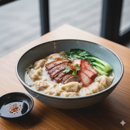 เกี๊ยวเป็ดย่าง + หมูแดง