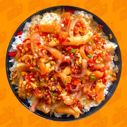 ข้าวหมึกกรอบผัดพริกเกลือ