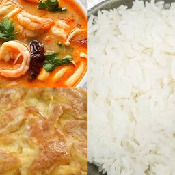 ต้มยำรวม+ไข่เจียว+ข้าว