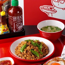 ข้าวผัดกะเพราคลุกเนื้อโคขุนสับ🇹🇭