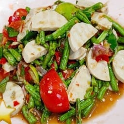 ตำถั่ว ปลาร้า + หมูยอ