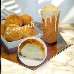 [เซตสุดฮิต] ครีมพัฟ (Cream puff) + ชาไทยชีส