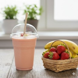 กล้วย สตรอเบอร์รี่นมสดปั่น