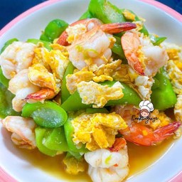 ผัดบวบกุ้งใส่ไข่(ราดข้าว)