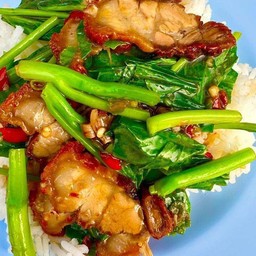 ข้าวคะน้าหมูกรอบ