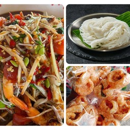 [เซตสุดฮิต] ขนมจีนถุงละ15 + เเคบหมูถุง + ตำป่าทะเล