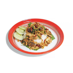 กะเพราหมูสับไข่เยี่ยวม้า