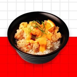 ข้าวไก่ทอดราดซอสส้ม