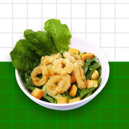 สลัดซีซาร์ปลาหมึกกระเทียม