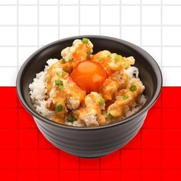 ข้าวไก่ทอดราดซอสส้ม + ไข่ดองซีอิ๊ว