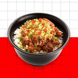 ข้าวไก่ทอดพริกกระเทียมกรอบ (เผ็ด)