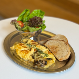 Omellete with Sourdough and Mini Salad
