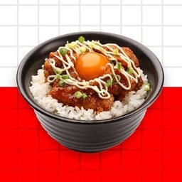 ข้าวไก่ทอดสไปซี่มาโย+ไข่ดองซีอิ๊ว