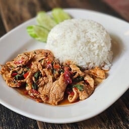 ข้าวกะเพราหมูชิ้น