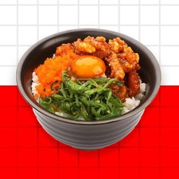 ข้าวไก่ทอดสามสี + ไข่ดองซีอิ๊ว