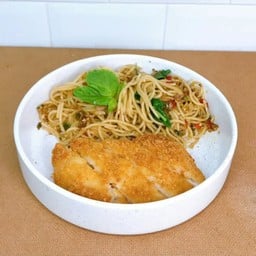 Tonkatsu spicy spaghetti