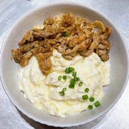 Slice Pork With Galic Fried Rice and Egg White