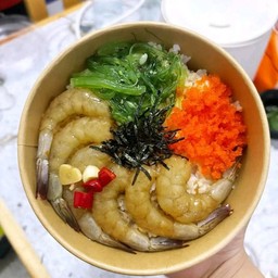 ข้าวกุ้งดอง+ไข่กุ้ง+ยำสาหร่าย