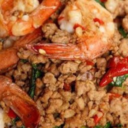 กระเพราะหมูสับใส่กุ้ง