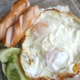 ข้าวไข่ดาว2+ฮอตดอกหนังกรอบ2