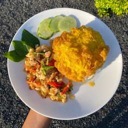 Spicy Minced Shrimp & Thai Omelette on Rice