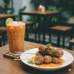 ฉ่ำชา ลูกชิ้นปิ้ง(น้ำจิ้มรสเด็ด)