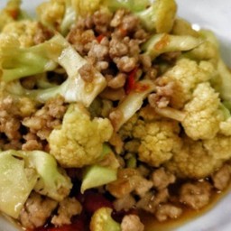 ผัดดอกกะหล่ำหมูสับ(เป็นกับข้าว