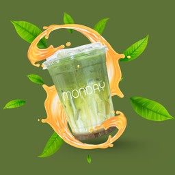 มัทฉะลาเต้ น้ำตาลโตนด