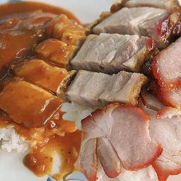 ข้าวหมูแดง+หมูกรอบ