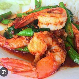 พริกแกงกุ้งราดขาด