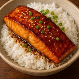 ข้าวญี่ปุ่นหน้าแซลมอนเทอริยากิ