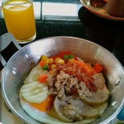 ไข่กะทะ ชุดA น้ำส้มผสมมะนาว