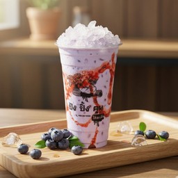 นมบลูเบอรี่เย็น