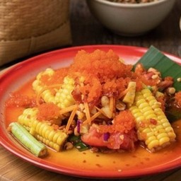 ตำข้าวโพดปิ้งไข่กุ้งท่วม